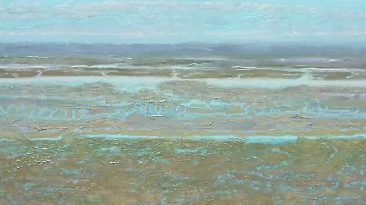 'Villa Le Chalutier', olieverf op linnen, 80 x 140 cm, verkocht - 'Villa Le Chalutier', 80 x 140 cm, olieverf op linnen, verkocht - zeegezicht