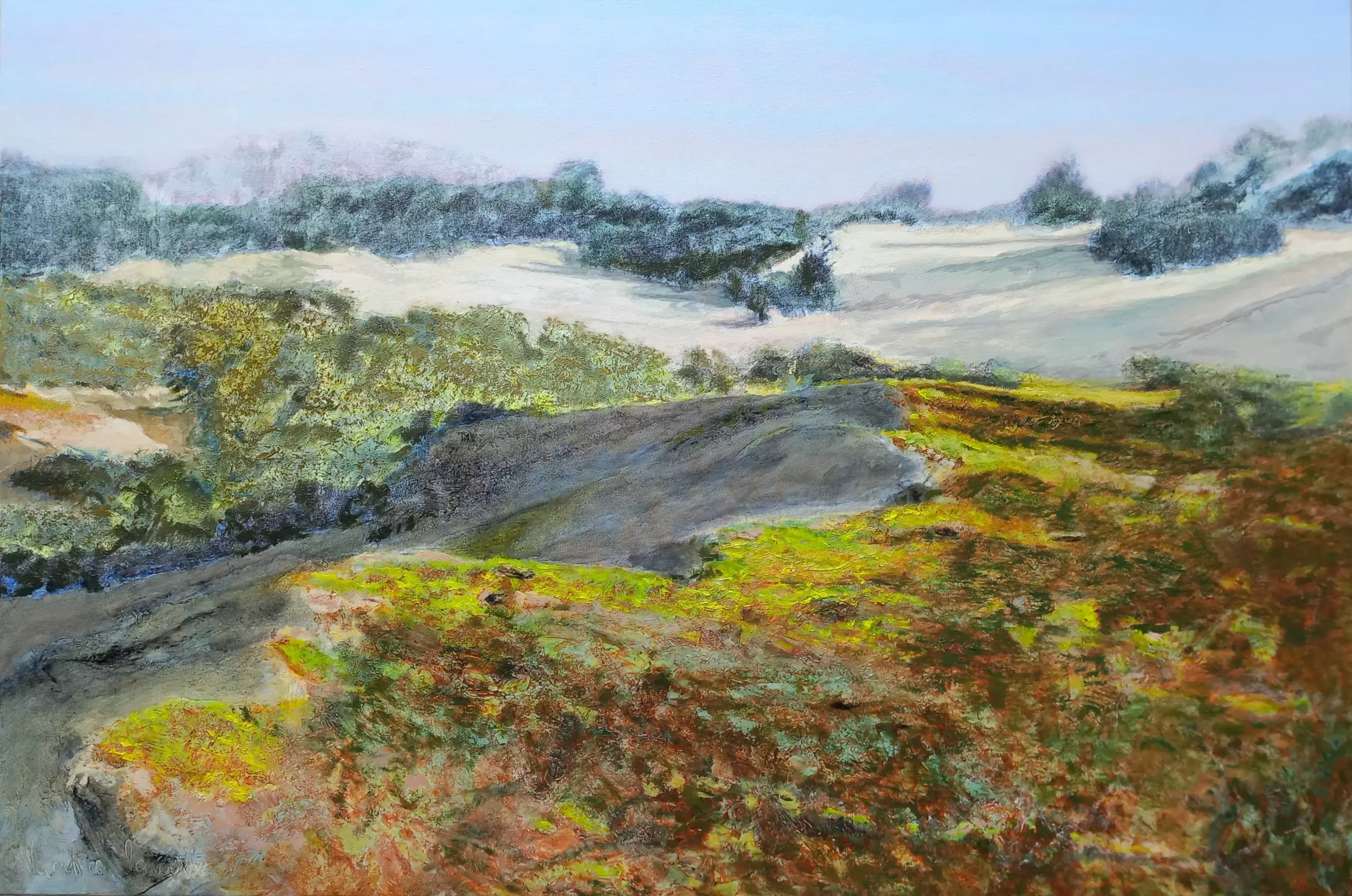 'Natuurreservaat De Westhoek, de Panne, B',100 x 150 cm, Öl auf Leinen. Verkauft - 'Natuurreservaat De Westhoek, de Panne, B',100 x 150 cm, Öl auf Leinen. Verkauft - duinen en bossen