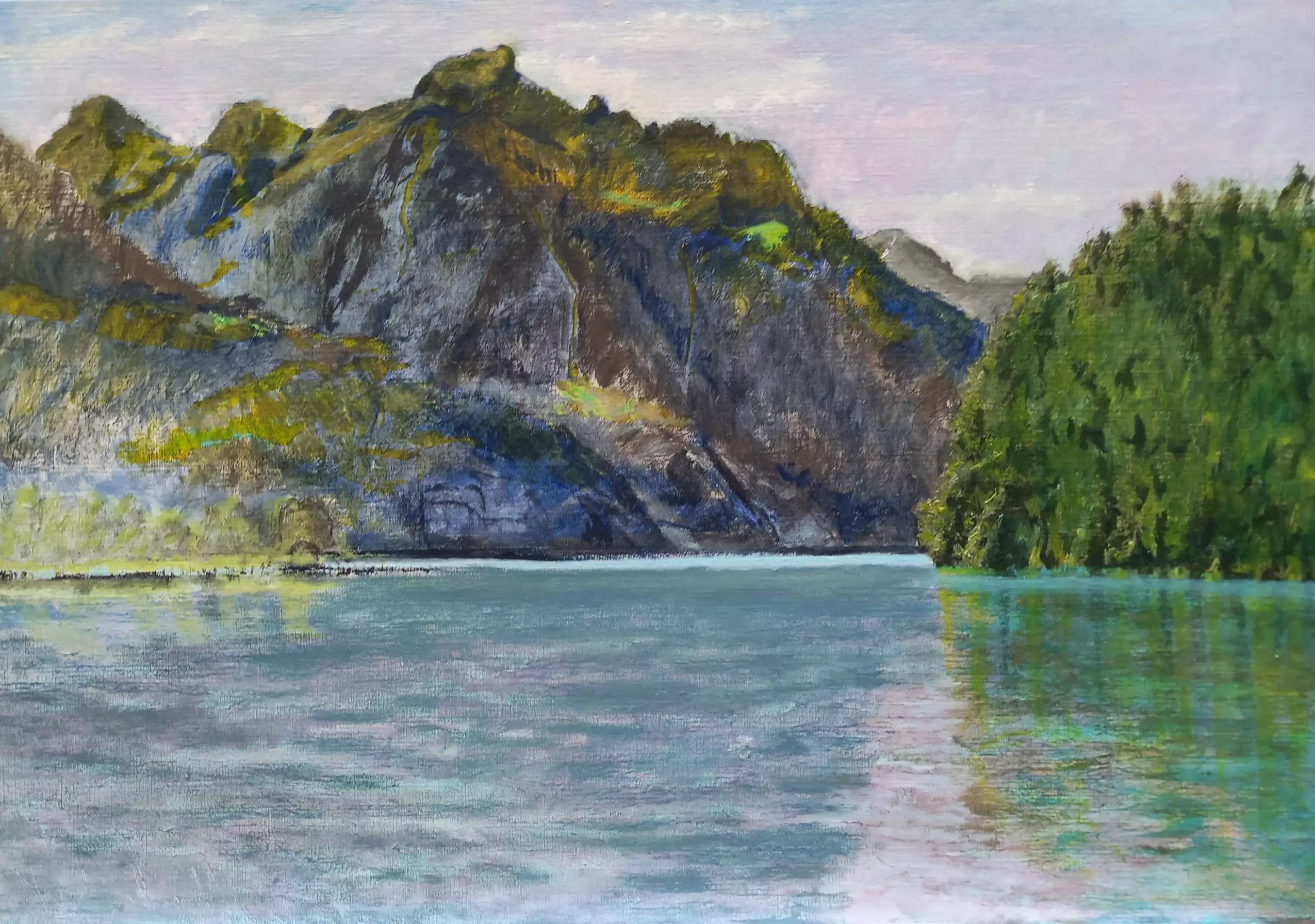 'tussen Brunnen en Gersau' - olieverf op linnen, 70 x 100 cm - Zwischen Brunnen und Gersau